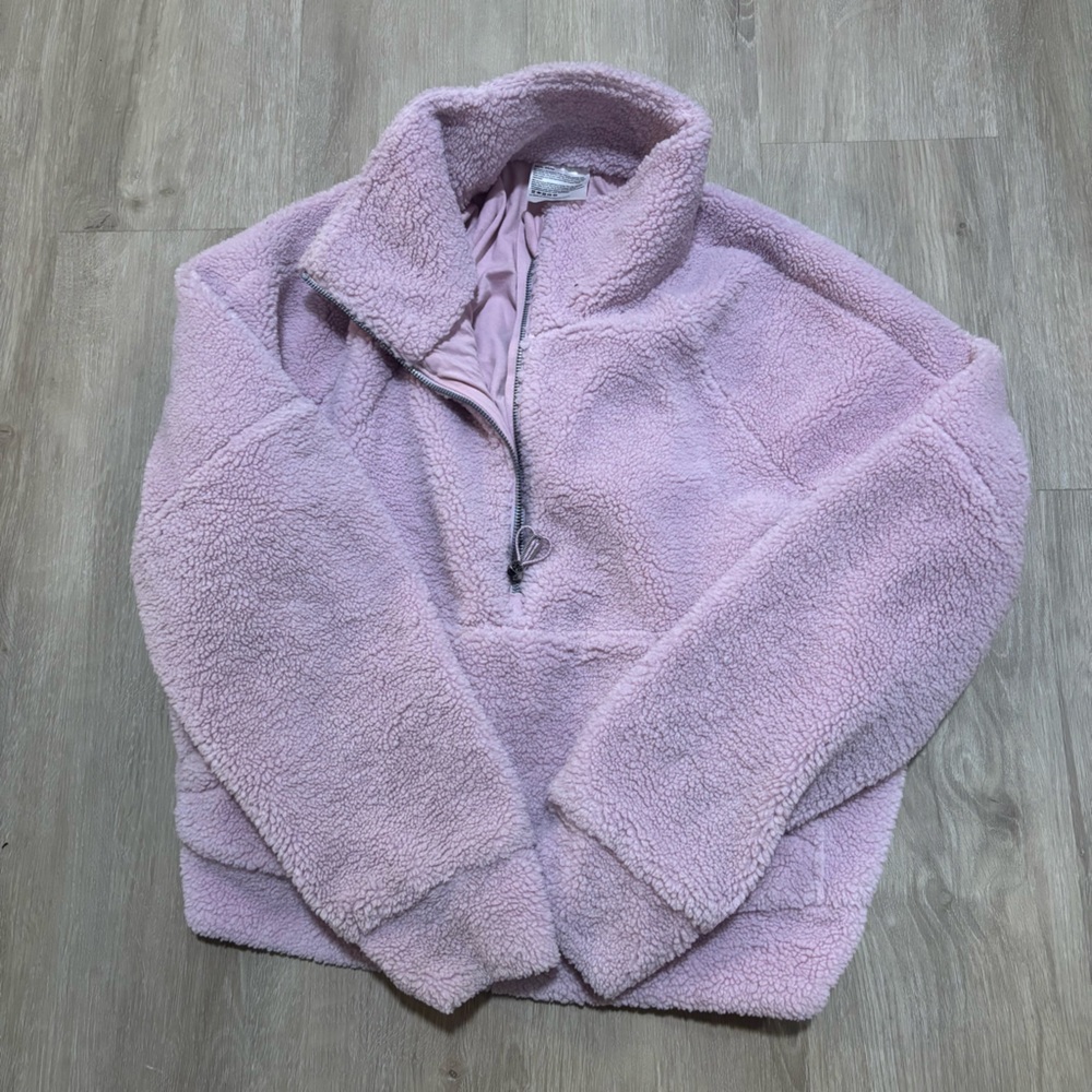 Lululemon pink peony scuba oversized fleece funnel neck